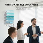 8-Tier Wall File Organizer and Mail Organizer with 5 Hooks, White - Image 4