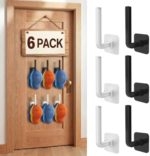 6 Pack Hat Rack Wall Mount, Strong Adhesive Hat Holder on Wall, Cap Holder by Unknown