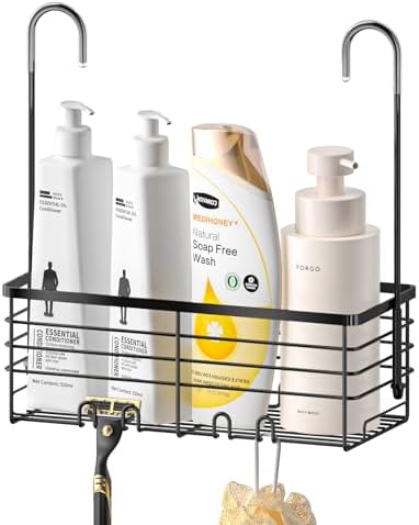 SHANSHUI Shower Hanging Caddy, Bathroom Shower Organizer Basket, Shampoo Bracket Over Door Rack with Hooks, 304 Stainless Steel by SHANSHUI