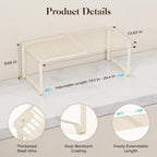 Extendable Metal Wire Shelf Organizer - Adjustable 15-24.4in Length, Stackable Storage Rack for Kitchen/Pantry/Bathroom/Shoe Cabinet/Tool Closet (1, Cream) - Image 2