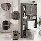 Vabches Farmhouse Over The Toilet Storage Cabinet with Barn Door, Dark Grey - Image 3