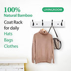 Heavy Duty Wooden Coat Rack, Wall-Mounted, Black Hook White Board, 19 Inch - Image 7