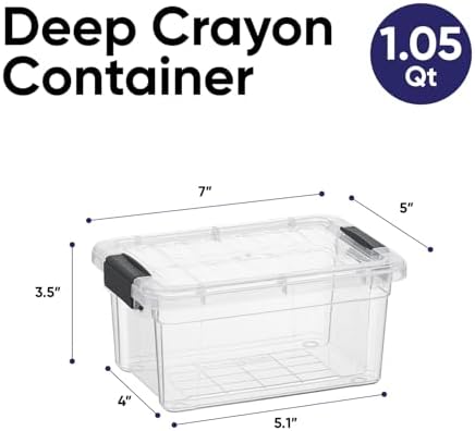 Superio 1.05 Quart Mini Clear Plastic Storage Container with Lid, Stackable Small Organizer Box for Crayons, Art Supplies, Beads, Sewing, Stationery & Food Storage, 1 Pack - Image 2