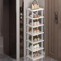 SAN HE 7-Tier Modern Bamboo Shoe Rack - Vertical, Slim, Space-Saving Shoe Organizer for Small Spaces, Closet, Entryway, Corner, Garage, Bedroom by SANHE