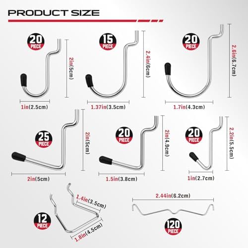 300-Piece Pegboard Hook Set, Pegboard Organizer Accessories for Hanging, Durable Metal Hooks for Tool Organization, Garage, Workshop, and Craft Storage - Image 6