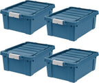 IRIS USA 4-Pack 12 Gal Heavy Duty Lockable Storage Totes with lids, Navy by IRISUSA