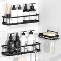 YASONIC Shower Caddy Adhesive, Rustproof Shower Organizer with Soap Holder, Large Capacity Shower Shelves for Inside Shower, No Drilling Bathroom Organizers and Storage for Home Decor（3 Pack Black） by YASONIC