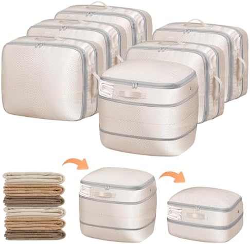 DIMJ Compression Storage Bags 6 Pack - Blanket Storage Bags with Window Zipper, Ultra Space Saving Self Compression Organizer for Puffer Jacket, Bedding, Lightweight Comforter Duvet, Sweater by DiMJ