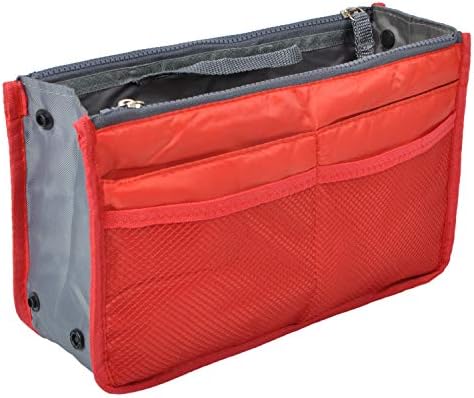 Vercord Purse Organizer Insert for Handbags Bag Organizers Inside Tote Pocketbook Women Nurse Nylon 13 Pockets Red Large by Vercord