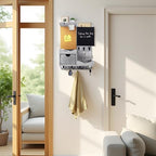 Key Holder Wall Mount with Drawer and Mail Organizer, Grey - Image 4