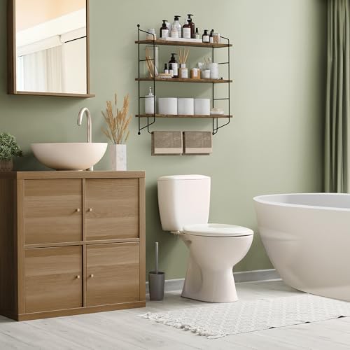 Sorbus 3-Tier Floating Shelves for Wall, Bathroom Storage & Decor (Brown) - Image 2