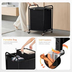 120L Laundry Sorter 2 Section, Rolling Laundry Basket with Wheels ＆ Lid - Image 4