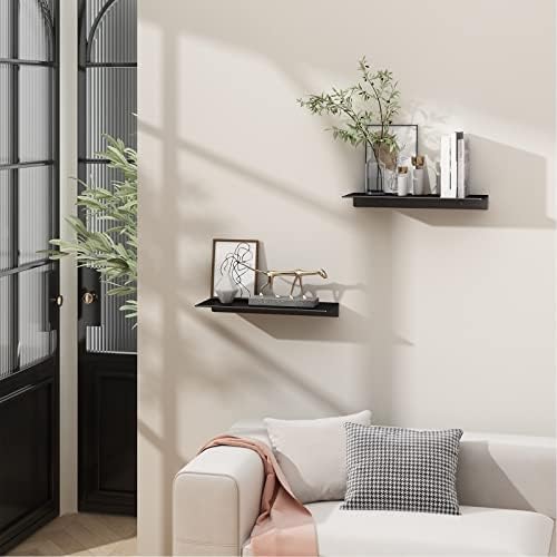 Danpoo 12 inch Metal Floating Shelves for Wall Organizer & Storage, Display Shelves for Bathroom, Living Room, Kitchen, Bedroom(Matte Black, 2-Pack) - Image 2