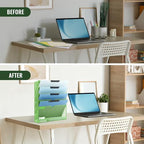 EASEPRES 6 Tier Mesh Hanging Wall File Organizer, Desk Vertical Mail Paper Document Folder Holder Rack with Bottom Tray and Nametag Label for Office Home School, Green - Image 5