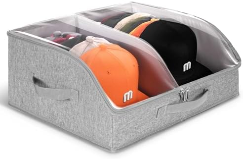 Hat Organizer for Baseball Caps, Large Hat Storage Box for Closet, Gray - Image 3