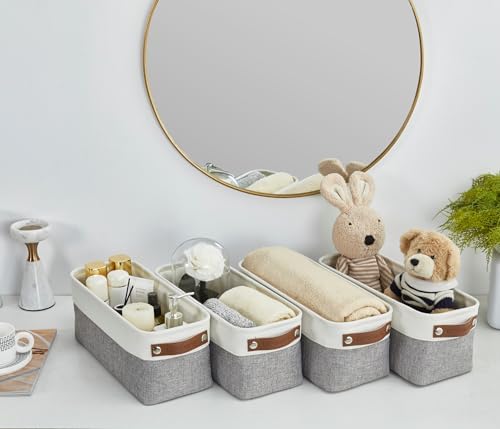 DECOMOMO Narrow Storage Bins, Small Storage Baskets for Shelves 4 Pack - Image 4