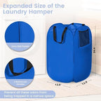 HOUSE AGAIN Upgraded Polyester Pop Up Laundry Hamper, Collapsible Laundry Baskets with Durable Handles Solid Bottom High Steel Frame and Side Pocket, Easy Open & Save space,Perfect for Storage(Blue) - Image 7