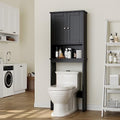 Over the Toilet Storage Cabinet for Bathroom, Black Bathroom Over Toilet Cabinet Freestanding Storage Organizer, Space Saver with Doors and Adjustable Shelf, Black by Meilocar