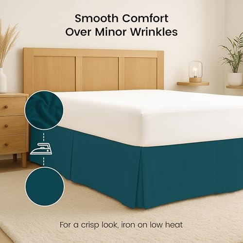Queen Bed Skirt, Hides Under-Bed Storage 16 Inch Drop, Pleated, Teal - Image 6