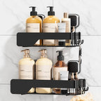 TAILI Shower Caddy Suction Cup Rustproof Metal Shower Shelves Black 2pack by TAILI