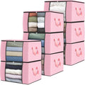 Fab totes 8 Pack Storage Bags for Clothes Blanket Storage Bins with Lids | Foldable Closet Organizers with Zippers,Window and Handles,Fabric Storage Bins for Sweater,Comforter,Bedding,Dorm essentials by Fabtotes
