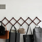 SKOLOO Accordion Wall Hanger with 16 Hooks, Modern Expandable Coat Rack Hat Rack for Wall, Solid Wooden, Cherry Red - Image 2