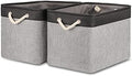 Bidtakay Fabric Storage Baskets with Handles [2-Pack] Large Canvas Organizer 16" X 11.8" X 11.8" Foldable Tall Baskets Rectangular Gift Basket Decorative Storage Bins for Closet, Home(Black&Grey) by BidtakayBaskets