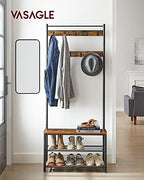 VASAGLE Coat Rack, Hall Tree with Shoe Storage Bench, 3-in-1, Steel Frame - Image 2