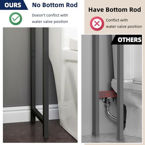 MOHOPE 2-Tier Over The Toilet Storage with 2 Fabric Drawers, Freestanding Above The Toilet Storage Cabinet, Space Saver Metal Over Toilet Bathroom Organizer Shelf for Small Space, Black - Image 6