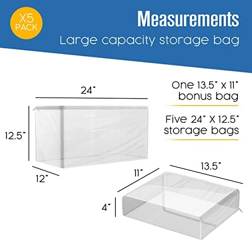 Clothes Storage Bag, Sweater Bags Moth Proof, Clothing, Linen, 24x13, 5 Pk - Image 2