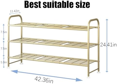 LINZINAR 3 Tier Long Shoe Rack for Closet Metal Shoe Organizer for Entryway - Image 2