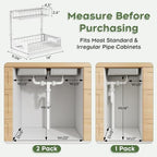 Under Sink Organizer, 2-Pack L-Shaped Metal Pull-Out Drawers for Kitchen - Image 2