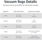 Amazon Basics Vacuum Storage Bags for Blankets, Vacuum Compression Space Saving Storage Bags with Hand Pump for Clothes Packing, X-Jumbo, 4-Pack - Image 3