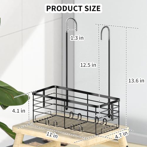 SHANSHUI Shower Hanging Caddy, Bathroom Shower Organizer Basket, Shampoo Bracket Over Door Rack with Hooks, 304 Stainless Steel - Image 6