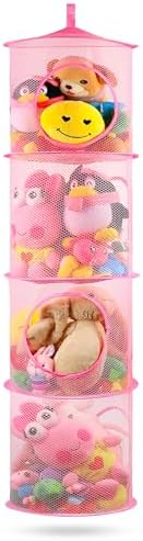 Hanging Stuffed Animal Storage Hammock Net 4 Tiers, Pink by coastalrose