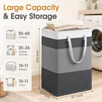 BOOMIBOO 2 Pack Large Laundry Basket,Waterproof Freestanding Laundry Hamper,Collapsible Clothes Basket with Easy Carry Handles in Laundry Room Bathroom Bedroom Dorm,Gradient Grey,100L - Image 2