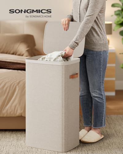 SONGMICS Laundry Basket, 100L Laundry Hamper with Lid, 1 Removable Bag - Image 2