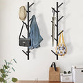 GAWAMAY Vertical Coat Rack Wall Mount Set of 2, Black Modern Metal Coat Hanging Cowboy Hat Rack for Wall, Mounted Coat Hooks Organizer for Entryway (H-33.4") (Black) by GAWAMAY