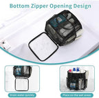 Mesh Shower Caddy Portable for College Dorm Room Essentials, Shower Tote Bag with Hanging Hook and Drawstring, Quick Dry Toiletry Bag with 6 Pockets for Bathroom, Swimming, Gym, Camping, Beach, Travel - Image 3