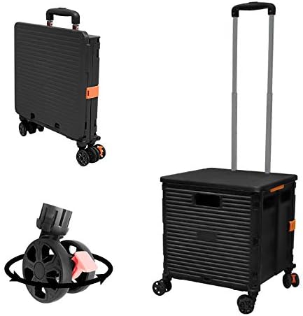 FELICON SELORSS Foldable Utility Cart Folding Portable Rolling Crate-Black by FELICON