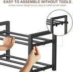 Expandable Shoe Rack, Heavy Duty Metal Shoe Organizer for Closet | 2Tier Heavy Duty Iron Adjustable Shoe Storage,Fits 12+ Pairs,Space-Saving,Non-Slip,Easy Assembly,For Doorway Entryway Bedroom - Image 5
