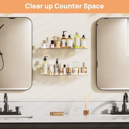 upsimples 2 Pcs 15" Acrylic Shelves for Wall Display and Storage, Clear - Image 4