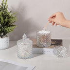 2 Pack Qtip Holder Apothecary Jars with Lid, Thick Glass, Iridescent Clear - Image 4