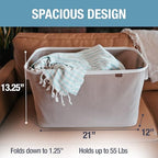 Collapsible Fabric Laundry Basket Premium, Mocha, 2 Pack - Image 3
