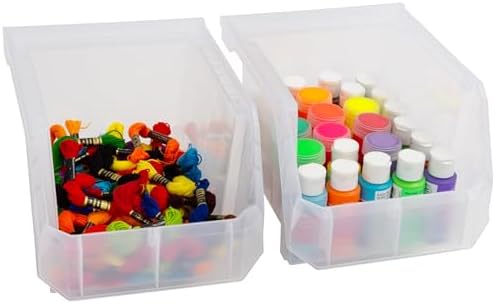 ReadySpace Medium-Tall Stackable Plastic Storage Bins, 4-Pack, Clear - Image 5