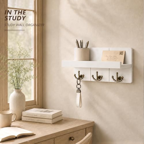Rebee Vision Key Holder Wall Mount with 3 Anchor Hooks for Entryway, White - Image 4