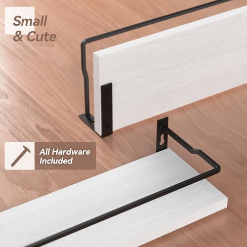 RICHER HOUSE White Bathroom Floating Wall Shelf Set of 4, Small Organizer Over Toilet Storage, Guard-Rail Kitchen Shelves - White - Image 4