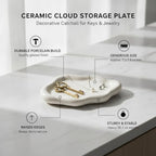 Home Organizers & Minimalists: Ceramic Cloud Catchall Tray for Keys, Jewelry, and Coins – Decorative Entryway or Dresser Dish, Approx. 7.1-7.4 in Diameter (1 Piece) - Image 4