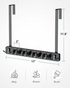 BS-VOG Over the Door Broom and Mop Holder, Broom Hanger, 4 Slots & 4 Hooks - Image 6