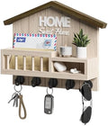Key and Mail Holder for Wall, Wall Key Holder with Shelf, Key Rack Wall Mount, Wood Key Holder Wall Mount, Mail Organizer Wall Mounted, Entryway & Front Door Key Holder with 5 Hooks(White) by FERAHI